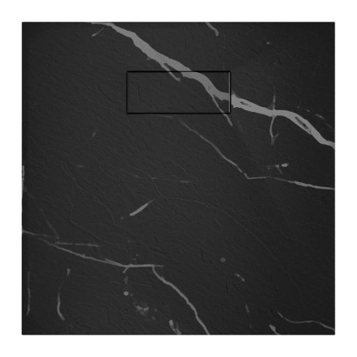 HD Marco Black Marble 80x80 SMC kompozit slim szögletes kőhatású zuhanytálca, 2,6 cm magas, szifonnal