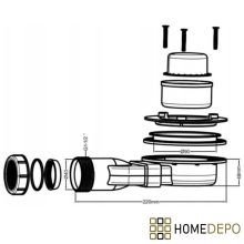 HD Marco Black Marble 80x80 SMC kompozit slim szögletes kőhatású zuhanytálca, 2,6 cm magas, szifonnal