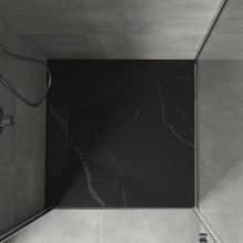HD Marco Black Marble 80x80/90x90 SMC kompozit slim szögletes kőhatású zuhanytálca, 2,6 cm magas, szifon nélkül