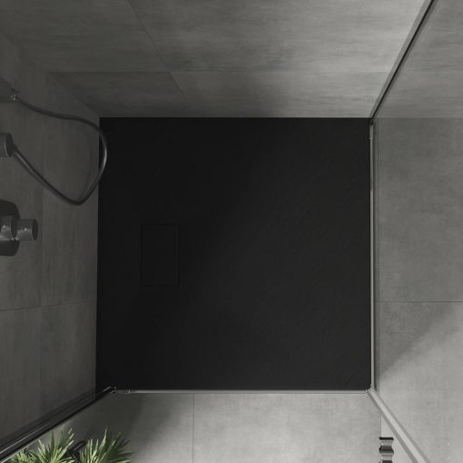 HD Marco Black 80x80/90x90 SMC kompozit slim szögletes kőhatású zuhanytálca, 2,6 cm magas, szifon nélkül
