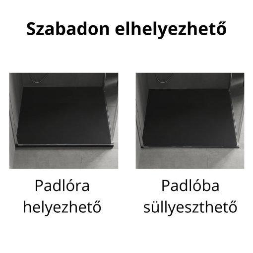 HD Marco Black 80x80/90x90 SMC kompozit slim szögletes kőhatású zuhanytálca, 2,6 cm magas, szifon nélkül