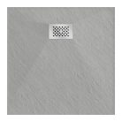 HD Marco+ Gray 80x80/90x90 SMC kompozit slim szögletes kőhatású zuhanytálca, krómozott ráccsal, 2,6 cm magas, szifon nélkül