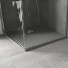 HD Marco+ Gray 80x80/90x90 SMC kompozit slim szögletes kőhatású zuhanytálca, krómozott ráccsal, 2,6 cm magas, szifon nélkül