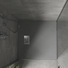 HD Marco+ Gray 80x80/90x90 SMC kompozit slim szögletes kőhatású zuhanytálca, krómozott ráccsal, 2,6 cm magas, szifon nélkül