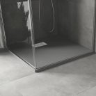 HD Marco+ Gray 80x80 SMC kompozit slim szögletes kőhatású zuhanytálca, fehér ráccsal, 2,6 cm magas, szifonnal