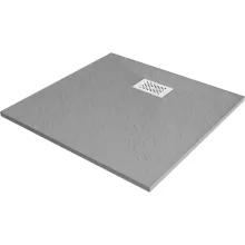 HD Marco+ Gray 80x80/90x90 SMC kompozit slim szögletes kőhatású zuhanytálca, fehér ráccsal, 2,6 cm magas, szifon nélkül
