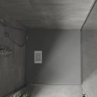 HD Marco+ Gray 90x90 SMC kompozit slim szögletes kőhatású zuhanytálca, fehér ráccsal, 2,6 cm magas, szifon nélkül