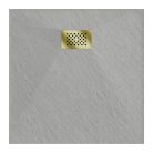 HD Marco+ Gray 90x90 SMC kompozit slim szögletes kőhatású zuhanytálca, arany színű ráccsal, 2,6 cm magas, szifon nélkül