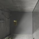 HD Marco+ Gray 90x90 SMC kompozit slim szögletes kőhatású zuhanytálca, arany színű ráccsal, 2,6 cm magas, szifon nélkül