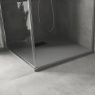 HD Marco+ Gray 80x80 SMC kompozit slim szögletes kőhatású zuhanytálca, fekete ráccsal, 2,6 cm magas, szifonnal
