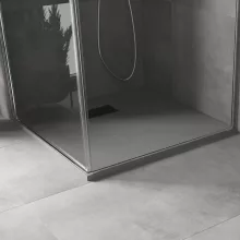 HD Marco+ Gray 80x80 SMC kompozit slim szögletes kőhatású zuhanytálca, fekete ráccsal, 2,6 cm magas, szifonnal