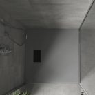 HD Marco+ Gray 80x80 SMC kompozit slim szögletes kőhatású zuhanytálca, fekete ráccsal, 2,6 cm magas, szifonnal