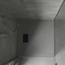 HD Marco+ Gray 80x80/90x90 SMC kompozit slim szögletes kőhatású zuhanytálca, fekete ráccsal, 2,6 cm magas, szifon nélkül