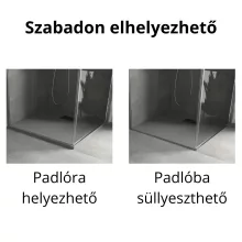 HD Marco+ Gray 80x80/90x90 SMC kompozit slim szögletes kőhatású zuhanytálca, fekete ráccsal, 2,6 cm magas, szifon nélkül