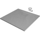 HD Marco Gray 90x90 SMC kompozit slim szögletes kőhatású zuhanytálca, 2,6 cm magas, szifonnal