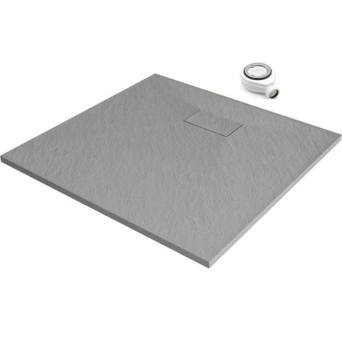 HD Marco Gray 90x90 SMC kompozit slim szögletes kőhatású zuhanytálca, 2,6 cm magas, szifonnal