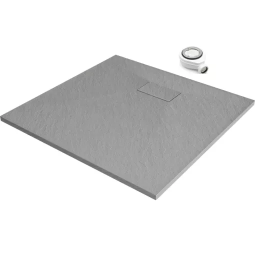 HD Marco Gray 80x80 SMC kompozit slim szögletes kőhatású zuhanytálca, 2,6 cm magas, szifonnal