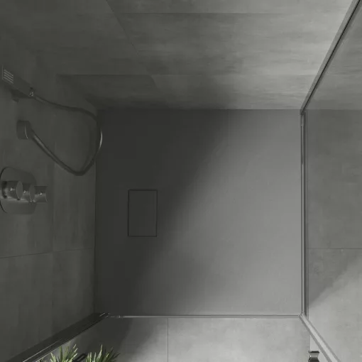 HD Marco Gray 80x80 SMC kompozit slim szögletes kőhatású zuhanytálca, 2,6 cm magas, szifonnal