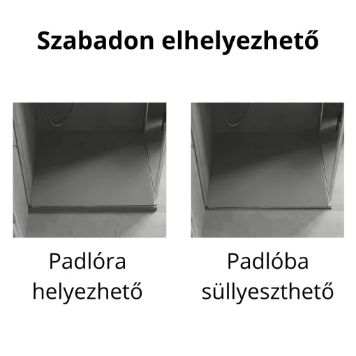 HD Marco Gray 80x80 SMC kompozit slim szögletes kőhatású zuhanytálca, 2,6 cm magas, szifonnal