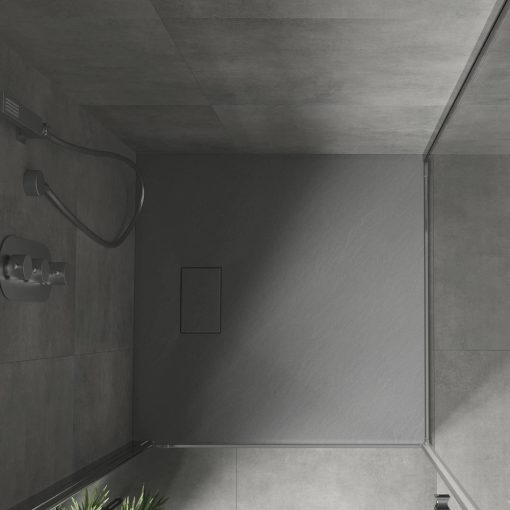 HD Marco Gray 80x80/90x90 SMC kompozit slim szögletes kőhatású zuhanytálca, 2,6 cm magas, szifon nélkül