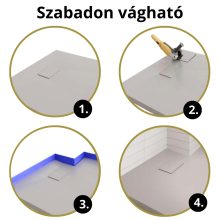 HD Marco Gray 80x80/90x90 SMC kompozit slim szögletes kőhatású zuhanytálca, 2,6 cm magas, szifon nélkül