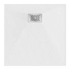HD Marco+ White 90x90 SMC kompozit slim szögletes kőhatású zuhanytálca, krómozott ráccsal, 2,6 cm magas, szifonnal