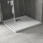 HD Marco+ White 90x90 SMC kompozit slim szögletes kőhatású zuhanytálca, krómozott ráccsal, 2,6 cm magas, szifonnal