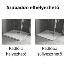 HD Marco+ White 70x70/80x80/90x90/100x100 SMC kompozit slim szögletes kőhatású zuhanytálca, krómozott ráccsal, 2,6 cm magas, szifon nélkül