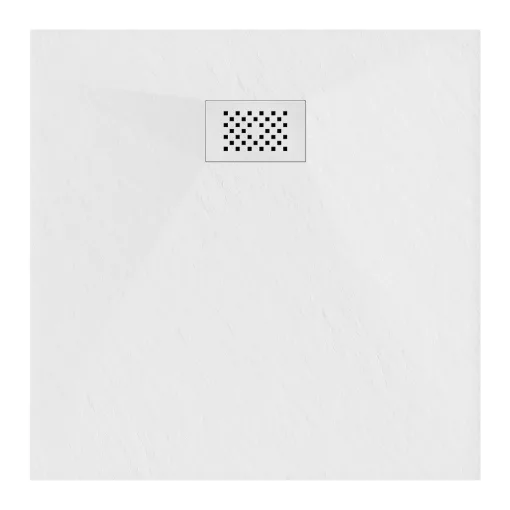 HD Marco+ White 70x70 SMC kompozit slim szögletes kőhatású zuhanytálca, fehér ráccsal, 2,6 cm magas, szifonnal