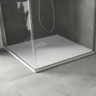 HD Marco+ White 90x90 SMC kompozit slim szögletes kőhatású zuhanytálca, fehér ráccsal, 2,6 cm magas, szifonnal
