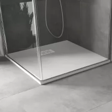 HD Marco+ White 70x70 SMC kompozit slim szögletes kőhatású zuhanytálca, fehér ráccsal, 2,6 cm magas, szifonnal