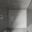 HD Marco+ White 90x90 SMC kompozit slim szögletes kőhatású zuhanytálca, fehér ráccsal, 2,6 cm magas, szifonnal