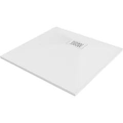   HD Marco+ White 70x70/80x80/90x90/100x100 SMC kompozit slim szögletes kőhatású zuhanytálca, fehér ráccsal, 2,6 cm magas, szifon nélkül