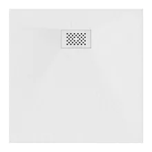 HD Marco+ White 70x70/80x80/90x90/100x100 SMC kompozit slim szögletes kőhatású zuhanytálca, fehér ráccsal, 2,6 cm magas, szifon nélkül