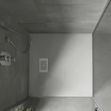 HD Marco+ White 70x70/80x80/90x90/100x100 SMC kompozit slim szögletes kőhatású zuhanytálca, fehér ráccsal, 2,6 cm magas, szifon nélkül