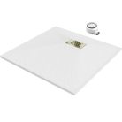 HD Marco+ White 90x90 SMC kompozit slim szögletes kőhatású zuhanytálca, arany színű ráccsal, 2,6 cm magas, szifonnal