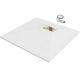 HD Marco+ White 90x90 SMC kompozit slim szögletes kőhatású zuhanytálca, arany színű ráccsal, 2,6 cm magas, szifonnal