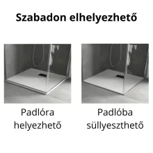 HD Marco+ White 70x70/80x80/90x90/100x100 SMC kompozit slim szögletes kőhatású zuhanytálca, fekete ráccsal, 2,6 cm magas, szifon nélkül