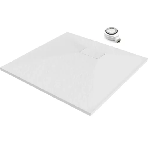 HD Marco White 70x70 SMC kompozit slim szögletes kőhatású zuhanytálca, 2,6 cm magas, szifonnal