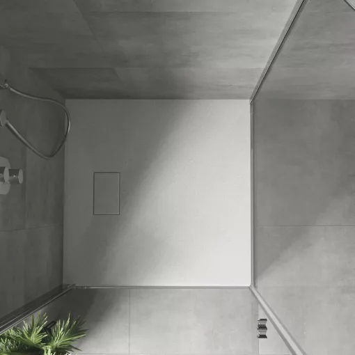 HD Marco White 70x70 SMC kompozit slim szögletes kőhatású zuhanytálca, 2,6 cm magas, szifonnal