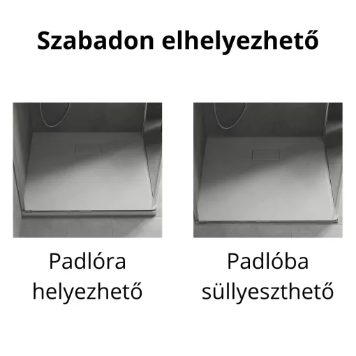 HD Marco White 70x70 SMC kompozit slim szögletes kőhatású zuhanytálca, 2,6 cm magas, szifonnal