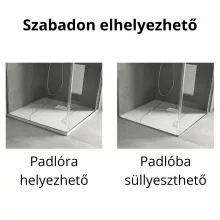 HD Marco+ White Marble 80x80/90x90 SMC kompozit slim szögletes kőhatású zuhanytálca, fehér ráccsal, 2,6 cm magas, szifon nélkül