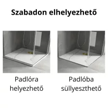 HD Marco+ White Marble 80x80/90x90 SMC kompozit slim szögletes kőhatású zuhanytálca, arany színű ráccsal, 2,6 cm magas, szifon nélkül