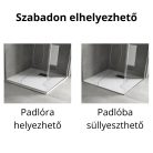 HD Marco+ White Marble 80x80/90x90 SMC kompozit slim szögletes kőhatású zuhanytálca, fekete ráccsal, 2,6 cm magas, szifon nélkül
