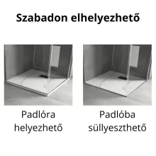 HD Marco+ White Marble 80x80/90x90 SMC kompozit slim szögletes kőhatású zuhanytálca, fekete ráccsal, 2,6 cm magas, szifon nélkül