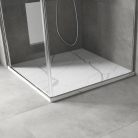 HD Marco White Marble 90x90 SMC kompozit slim szögletes kőhatású zuhanytálca, 2,6 cm magas, szifonnal