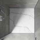 HD Marco White Marble 90x90 SMC kompozit slim szögletes kőhatású zuhanytálca, 2,6 cm magas, szifonnal