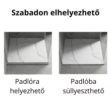 HD Marco White Marble 80x80 SMC kompozit slim szögletes kőhatású zuhanytálca, 2,6 cm magas, szifonnal