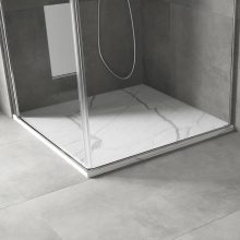 HD Marco White Marble 80x80/90x90 SMC kompozit slim szögletes kőhatású zuhanytálca, 2,6 cm magas, szifon nélkül