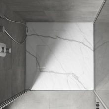 HD Marco White Marble 80x80/90x90 SMC kompozit slim szögletes kőhatású zuhanytálca, 2,6 cm magas, szifon nélkül